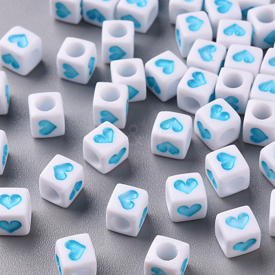 White Opaque Acrylic Beads MACR-T038-12A-1