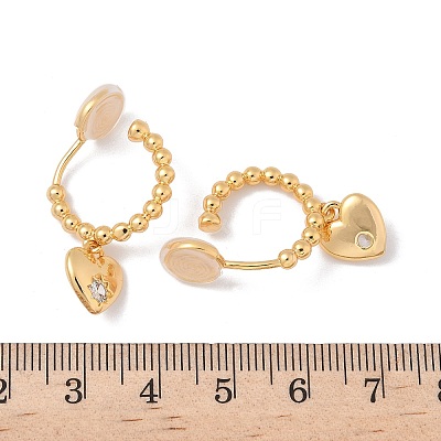Heart Brass Micro Pave Clear Cubic Zirconia Clip-on Earrings EJEW-K286-12G-1