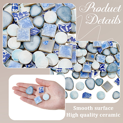 500G 4 Styles Handmade Porcelain Cabochons PORC-SP0001-25-1