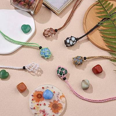 Braided Waxed Cotton Thread Cords Macrame Pouch Necklace Making AJEW-SW00022-04-1