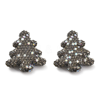 Christmas Tree Polymer Clay Rhinestone Beads CLAY-NH0001-14G-1