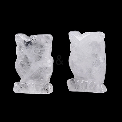 Natural Quartz Crystal Owl Figurine DJEW-N005-05F-1