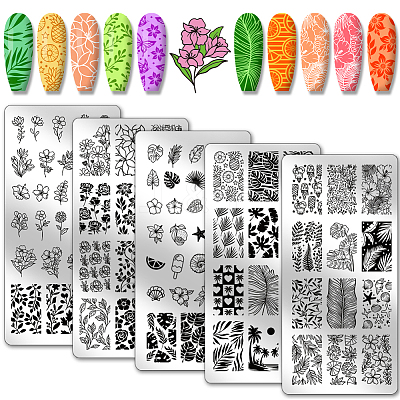 Stainless Steel DIY Nail Art Templates MRMJ-WH0098-011-1