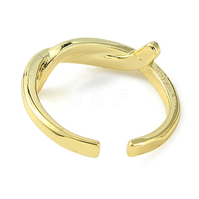Rack Plating Brass Knot Open Cuff Ring RJEW-K243-02G-1