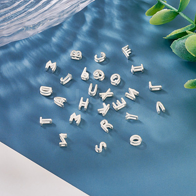 6Pcs 925 Sterling Silver Hollow Initial Beads STER-TA0001-53V-1
