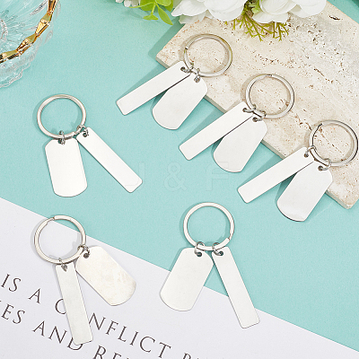 20Pcs 201 Stainless Steel Blank Pendant Keychain KEYC-SC0001-62A-1