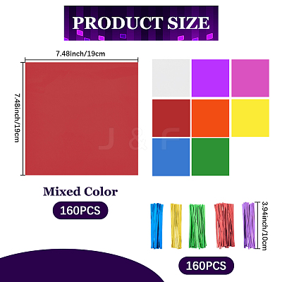 160Pcs 8 Colors Square OPP Candies Wrapping Packaging DIY-WH20055-017B-1
