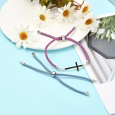 Adjustable Nylon Cord Slider Bracelet Making MAK-F026-A-P-1