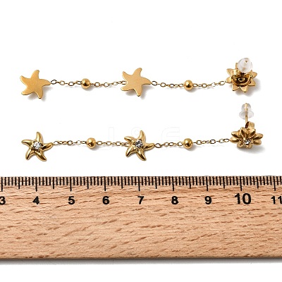 304 Stainless Steel Star Dangle Stud Earrings LS-EJEW-G451-03G-1