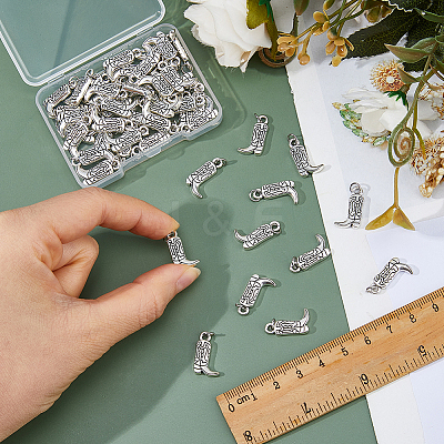 50Pcs Alloy Cowboy Boot Pendants PALLOY-FH00191-1