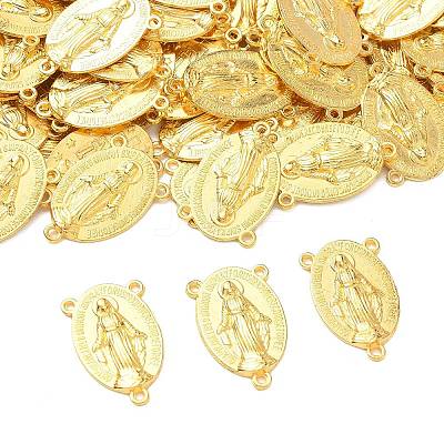 Holy Oval Carved Virgin Mary Tibetan Style Alloy Chandelier Component Links TIBEP-LF0961YKG-G-LF-1