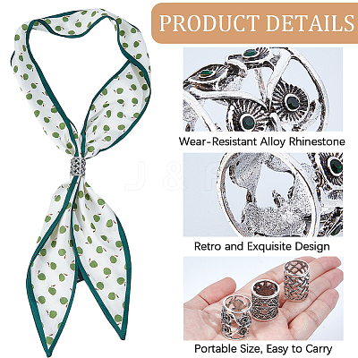 3Pcs 3 Styles Alloy Scarf Clips AJEW-CY0002-62-1