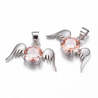 Brass Cubic Zirconia Pendants ZIRC-P016-49P-1