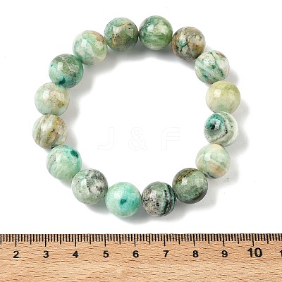 Natural Green Line Jasper Round Beaded Stretch Bracelets for Women BJEW-F535-02D-1