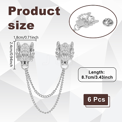 6Pcs Alloy Hanging Chain Brooch for Men JEWB-UN0001-09P-1