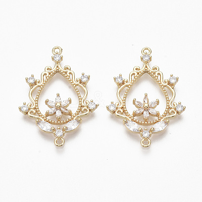 Brass Micro Pave Cubic Zirconia Links X-KK-R132-011-NF-1