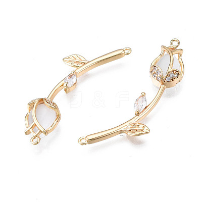 Brass Micro Pave Clear Cubic Zirconia Link Connectors KK-Q278-004-NF-1