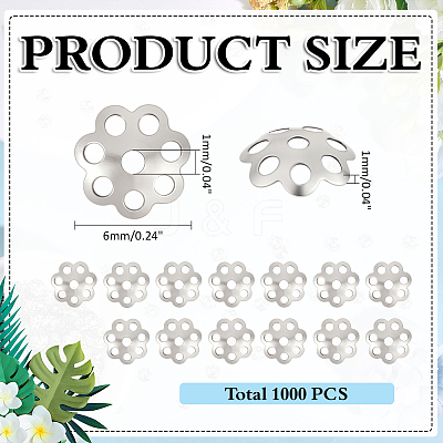 1000Pcs 316 Surgical Stainless Steel Bead Caps STAS-ME0003-22-1