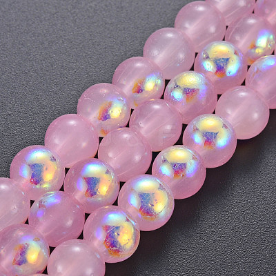 Spray Painted Glass Beads Strands GGLA-S058-001C-01-1