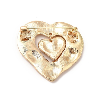 Colorful Rhinestone Double Heart Lapel Pin JEWB-P014-06G-1