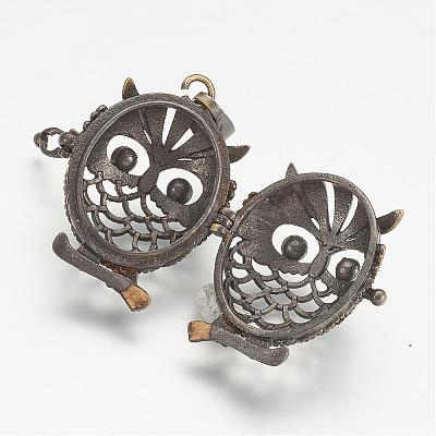 Brass Cage Pendants KK-D528-02AB-1