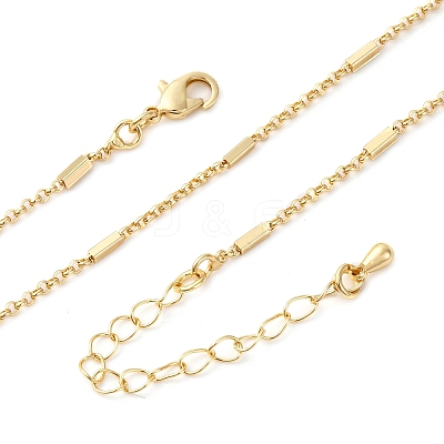 Brass Cuboid Link Rolo Chain Necklaces MAK-L045-02G-1