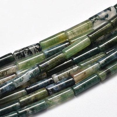 Natural Moss Agate Column Bead Strands G-F247-01B-1