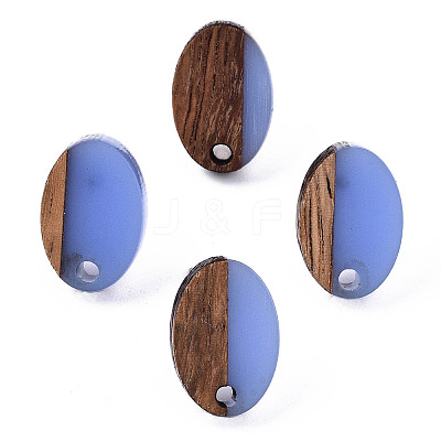 Resin & Walnut Wood Stud Earring Findings MAK-N032-004A-A08-1