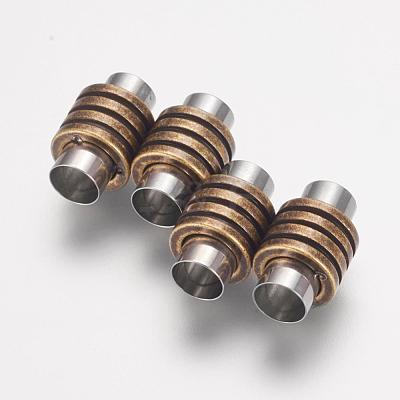 304 Stainless Steel Magnetic Clasps with Glue-in Ends STAS-F124-01AB-1