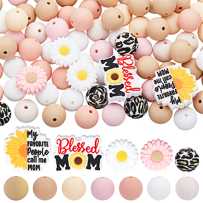 94Pcs 12 Style Food Grade Eco-Friendly Silicone Focal Beads SIL-SC0002-73-1