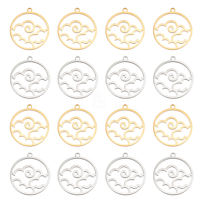16Pcs 2 Colors 304 Stainless Steel Pendants STAS-UN0044-37-1