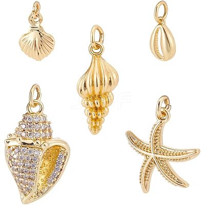10Pcs 5 Styles Brass Charms KK-AR0004-38-1