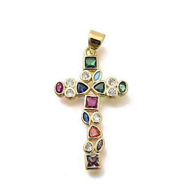 Rack Plating Brass Micro Pave Cubic Zirconia Pendants KK-L226-005G-07-1