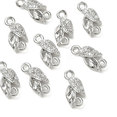 SHEGRACE Brass Micro Pave Clear Cubic Zirconia Connector Charms XGRQ3D318-509P-1