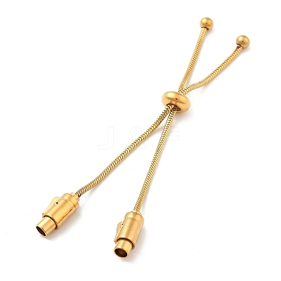 Adjustable 304 Stainless Steel Round Snake Chain Slider Bracelet Making STAS-V008-25G-1