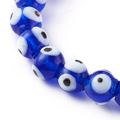 Handmade Evil Eye Lampwork Beaded Stretch Bracelets Sets BJEW-JB06218-1