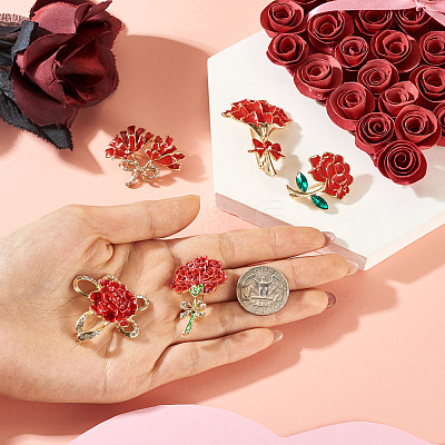 5Pcs 5 Styles Flower Enamel Pins JEWB-TA0001-35-1