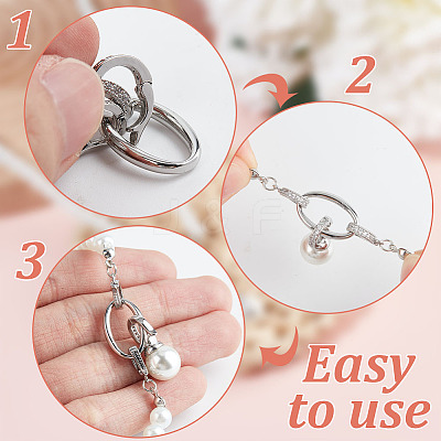 2Pcs 2 Colors Brass Rhinestone Fold Over Clasps KK-DR0001-14-1