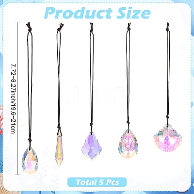 5Pcs 5 Styles Transparent Glass Suncatchers HJEW-YW00480-1