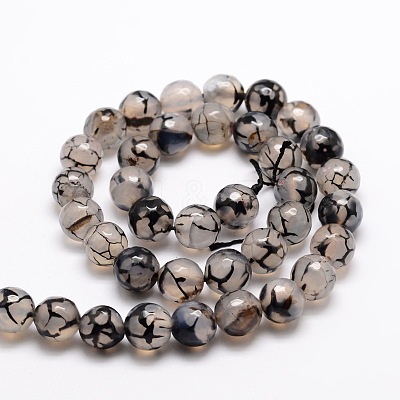 Dyed Natural Agate Faceted Round Beads Strands X-G-E320E-8mm-12-1