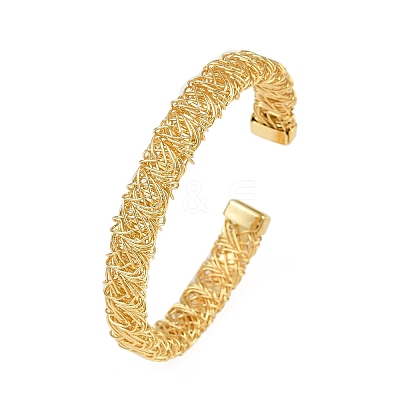 Brass Cuff Bangles for Women BJEW-C112-06G-1