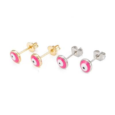 Brass Enamel Stud Earrings EJEW-D274-02M-02-1