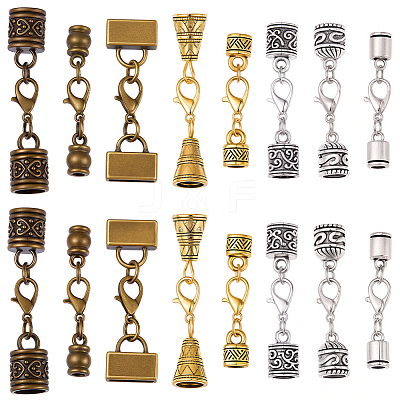 32Pcs 8 Styles Alloy Cord Ends HJEW-SC0003-08-1