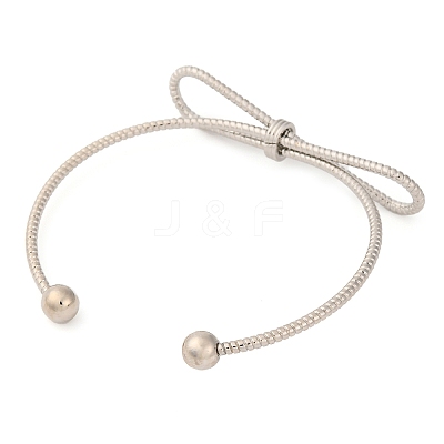 Bowknot Brass Cuff Bangles for Women BJEW-F477-05P-1