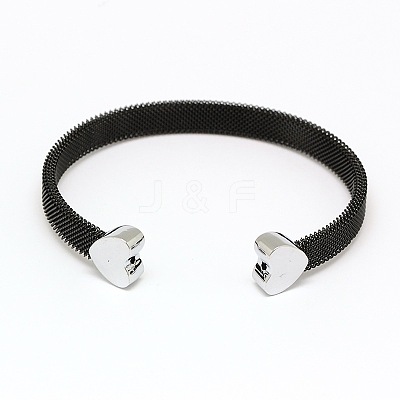 304 Stainless Steel Mesh Bangles X-BJEW-N225-34B-1