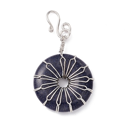 Synthetic Blue Goldstone Big Pendants G-P459-01P-B-1