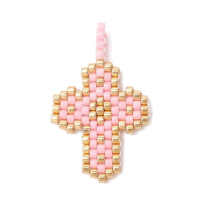 2Pcs 2 Styles Glass Seed Beaded Pendants PALLOY-MZ00883-05-1