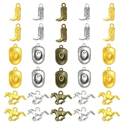 30Pcs 6 Styles Tibetan Style Alloy Pendants FIND-YW0010-52-1
