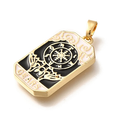 Tarot Card Brass Enamel Pendents KK-R212-02G-01-1