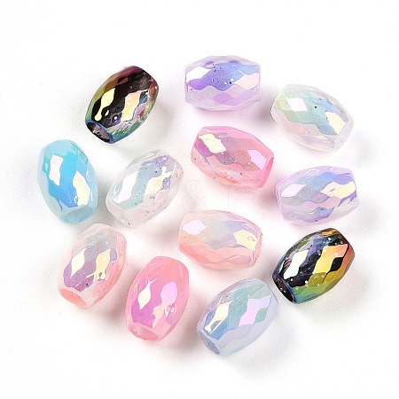 Transparent UV Plating Acrylic Beads OACR-I015-34-1